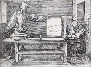 Man Drawing a lute with the monogram of the artist from the Manual of Measure-ment Jacopo de Barbari